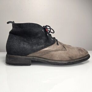 Think! Ankle Chukka Boot EU 42 US 9 Gray Black Leather Suede Lace Up Handcrafted